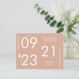 Enkel Modern Persika Typografi Spara Datum Annonse Meddelande Vykort