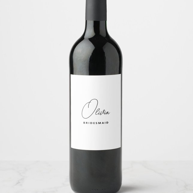 Enkel, modern Personlig, Bridesmaid Frieri Vinflaska Etikett (Personalized bridesmaid wine labels with name, bridesmaid proposal, wedding bridal party gifts)