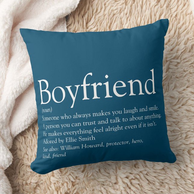 Enkel Modern Personlig Definition Av Pojkvän Kudde (Simple Modern Personalized Boyfriend Definition Throw Pillow)