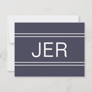 Enkel Modern Personlig Monogram Initial Blå Anteckningskort