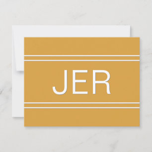 Enkel Modern Personlig Monogram Initial Gul Anteckningskort