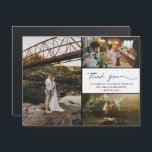 Enkel Modern Photo Bröllop Tack<br><div class="desc">Ett enkelt, modernt skript med bröllop tack vare dina magnetkort med tre av dina favoritfoton från bröllop. Visa din familj och dina vänner din uppskattning för att du är en del av din bröllop firande med en av dessa vackra keepsakes. Om du behöver hjälp med mallen eller montera dina foton...</div>