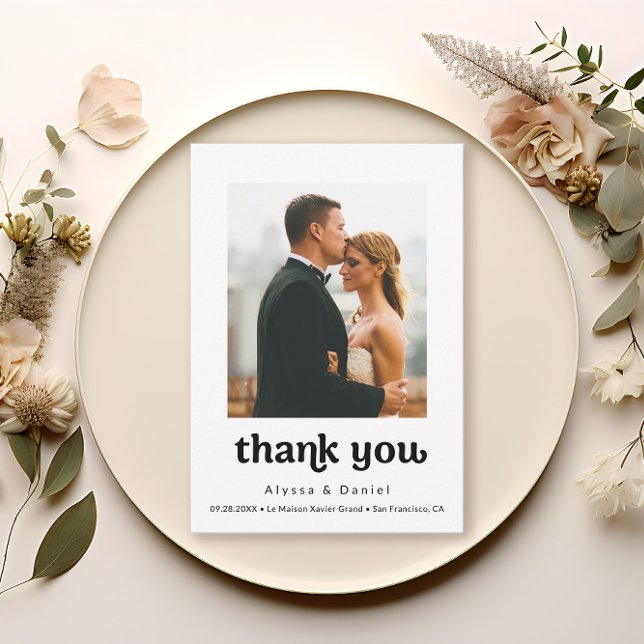 Enkel Modern Photo Bröllop Tackkort Tack Kort (Memorable, simple, chic 
wedding photo thank you cards.)