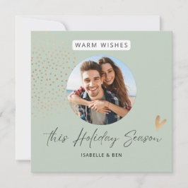 Enkel Modern Photo Guld Heart-Helgdag Julkort