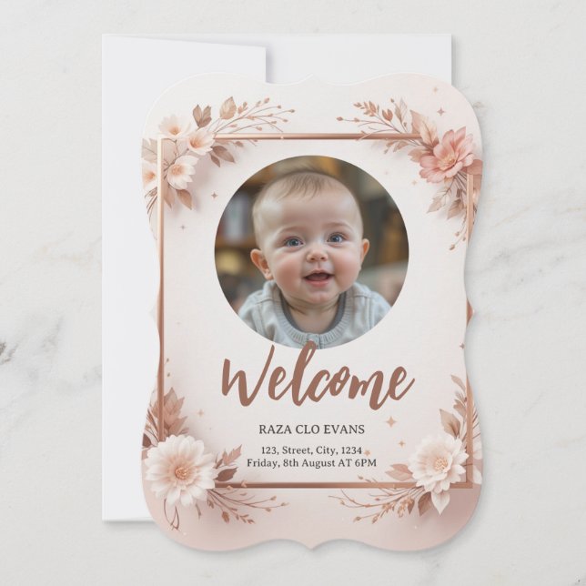 Enkel Modern Pojke eller Flicka Foto Födelseannons (Framsida)