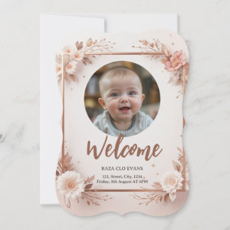 Enkel Modern Pojke eller Flicka Foto Födelseannons