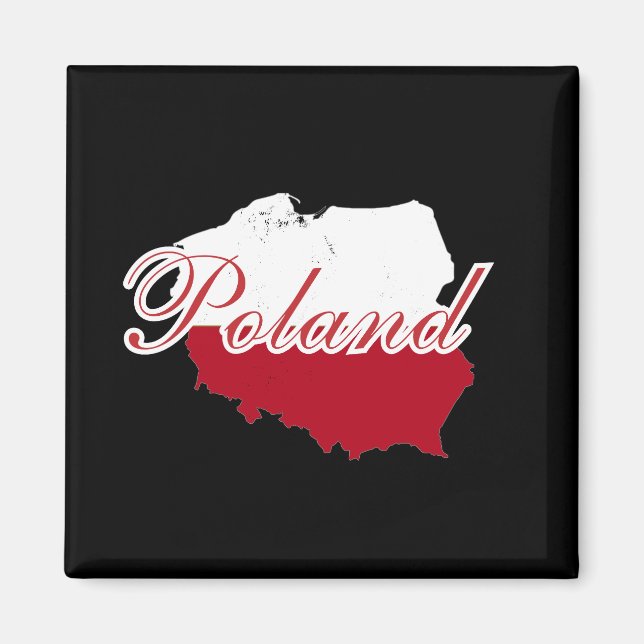 Enkel modern Polen Flagga karta Souvenir Magnet (Framsidan)