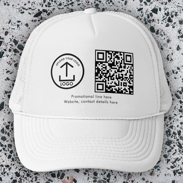 Enkel Modern Professionell Business Logotyp QR-kod Keps (Simple Modern Professional Business Logo QR Code Trucker Hat)