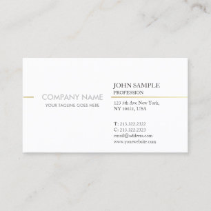 Enkel Modern Professionell Elegant White Guld Visitkort