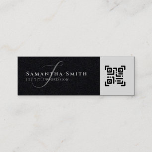 Enkel Modern Professionell Grått QR Monogrammed Mini Visitkort