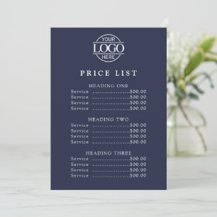Enkel Modern Professionell Logotyp Meny Prislista