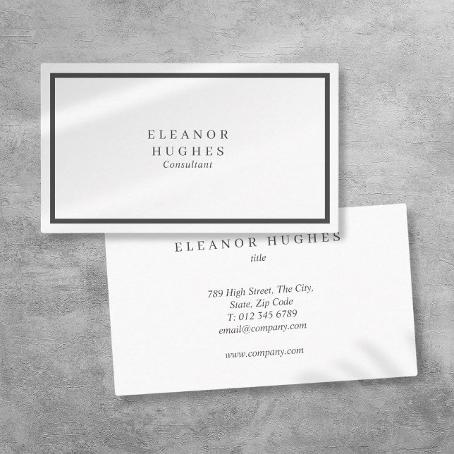 Enkel Modern Professionell Svart Och Vit Visitkort (Simple Modern Professional Black And White Business Card)
