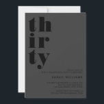 Enkel modern projektionsyta, svart 30års födelseda inbjudningar<br><div class="desc">Enkel inbjudan till elegant 30års födelsedag med fetstilt typografi och minimalistisk design.</div>