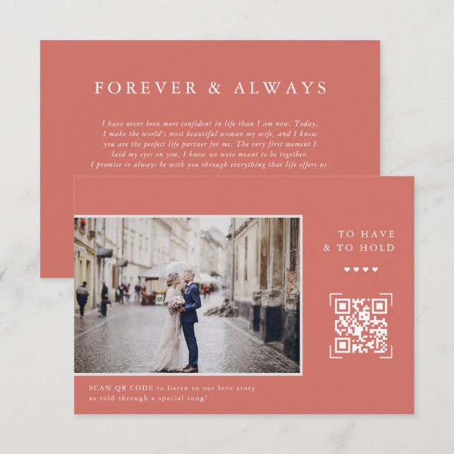 Enkel modern QR-kod | Brev till Bride Photo Tack Kort (Fram/baksida)