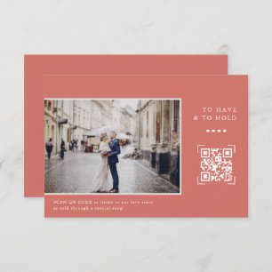 Enkel modern QR-kod   Brev till Bride Photo Tack Kort