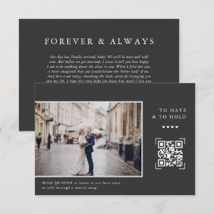 Enkel modern QR-kod   Brev till Groom Photo Tack Kort