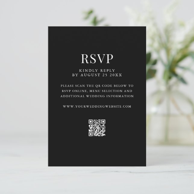Enkel Modern QR-kod Bröllop OSA Kort (Stående Fram)
