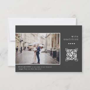 Enkel modern QR-kod   Bröllop Photo Tack Kort