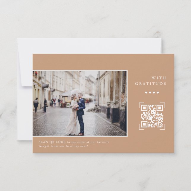 Enkel modern QR-kod | Bröllop Photo Tack Kort (Framsida)