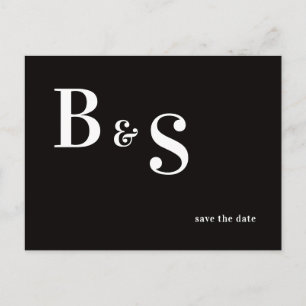 Enkel, modern QR-kod för B/W Monogram Spara datum Meddelande Vykort