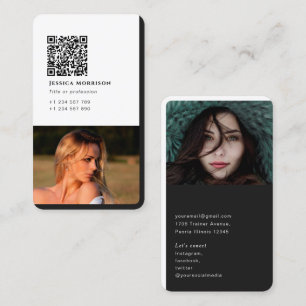 Enkel modern QR-kod för personlig foto Visitkort