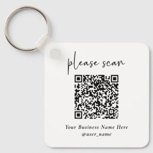 Enkel modern QR-kod med Logotyp bakåt Nyckelring
