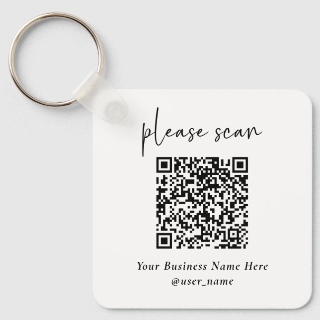 Enkel modern QR-kod med Logotyp bakåt | Nyckelring (Framsida)
