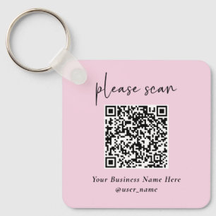 Enkel modern QR-kod med Logotyp bakåt    ROSA Nyckelring