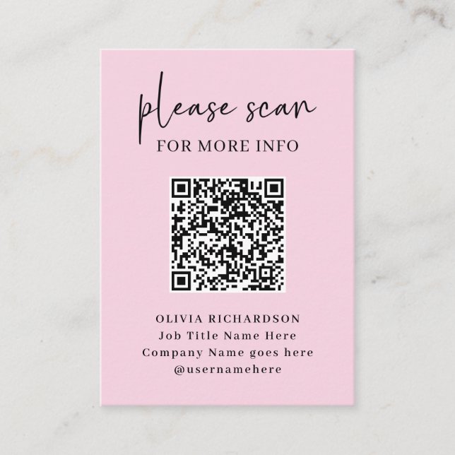 Enkel modern QR-kod med Logotyp bakåt |  ROSA Visitkort (Framsida)