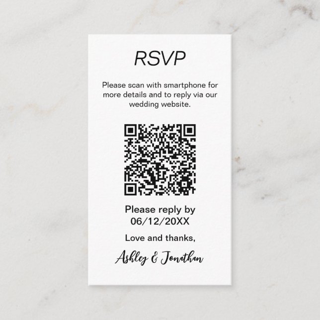 Enkel modern QR-kod RSVP-bifogad kort (Framsida)