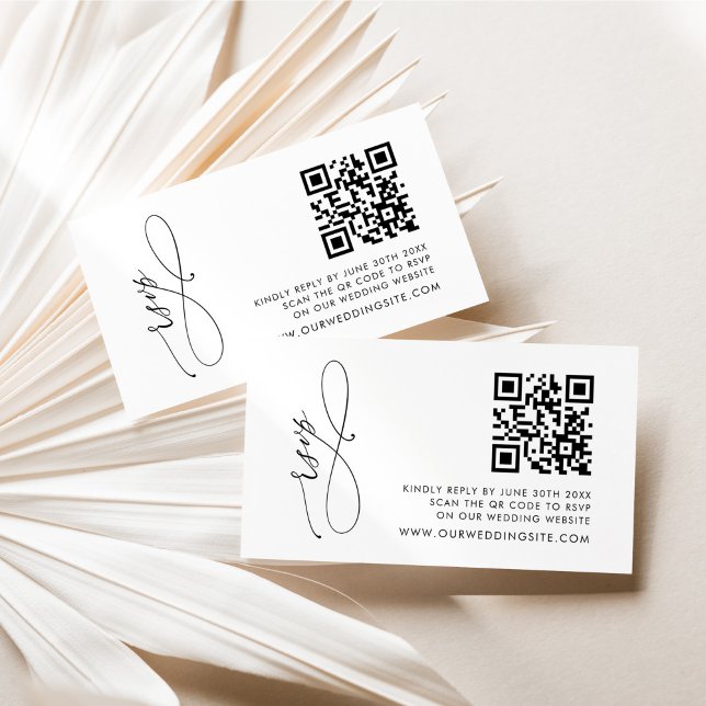 Enkel modern QR-kod RSVP i svart och vitt Tilläggskort (Skapare uppladdad)