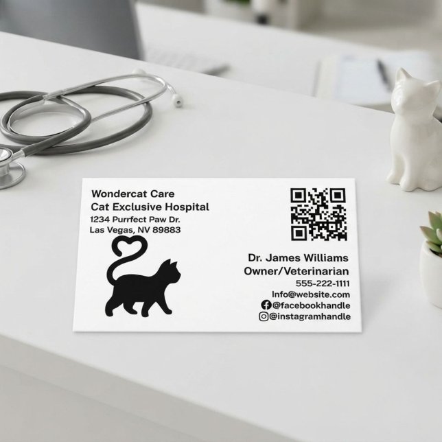 Enkel , Modern , QR-kod Veterinärklinik  Visitkort (Skapare uppladdad)