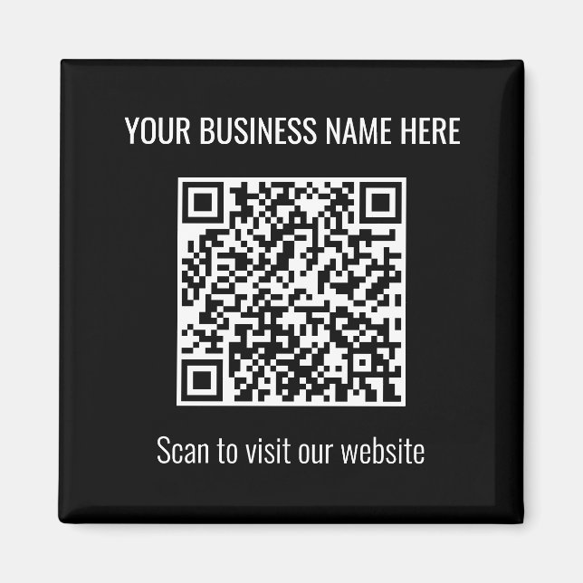 Enkel modern QR-kodruta, svart magnet (Framsidan)