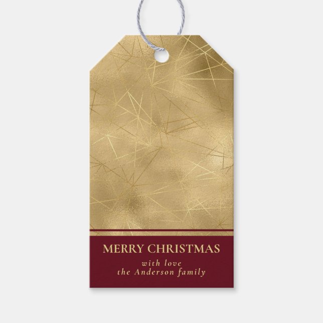 Enkel Modern Red & Faux Guld God jul Presentetikett (Framsidan)