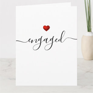 Enkel Modern Red Heart White-engagerad Kort