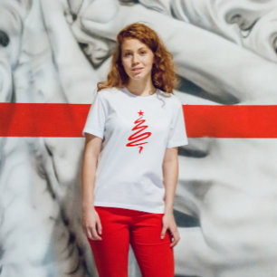 Enkel Modern Red Julgran Helgdag T Shirt