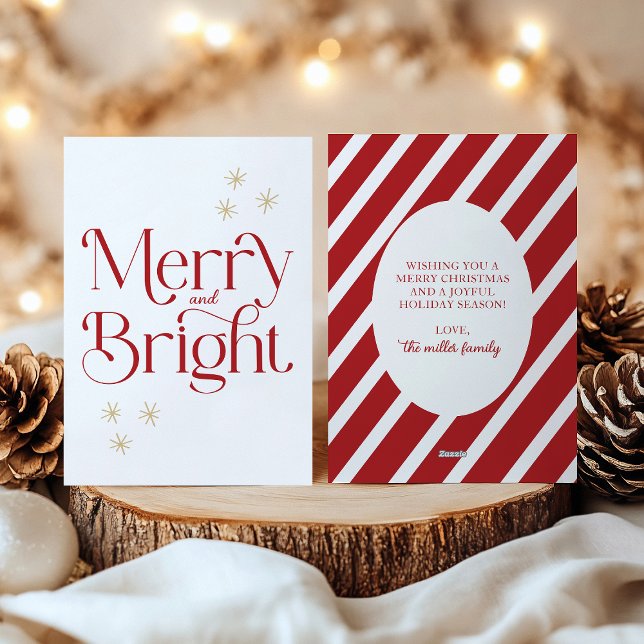 Enkel Modern Red Rand Merry och Bright Julkort (Skapare uppladdad)