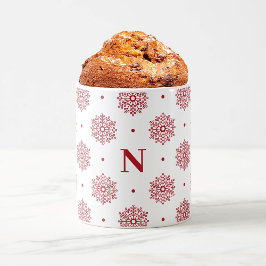 Enkel Modern Red Snöflingor Monogram jul Kaffemugg