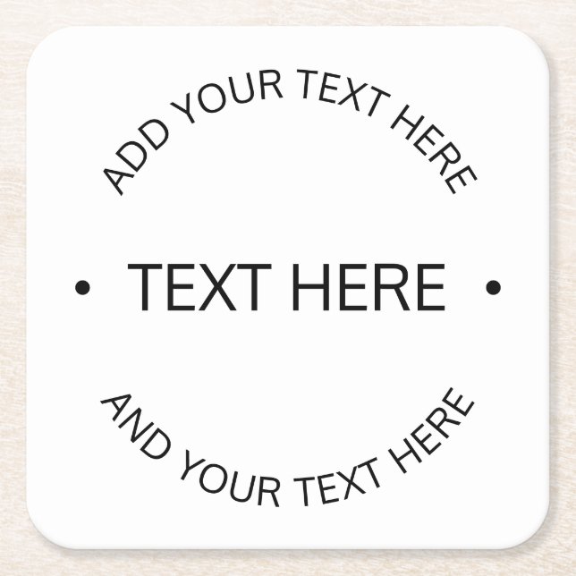Enkel modern redigerbar text | Vit och svart Underlägg Papper Kvadrat (Framsidan)