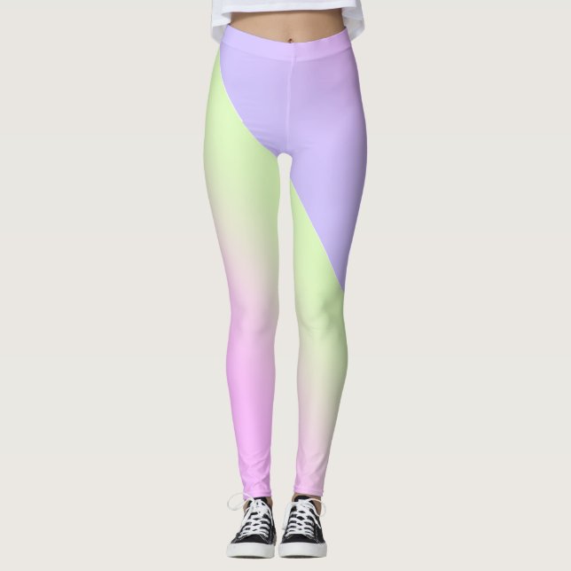 Enkel modern regnerbärgad färggradient vattenfärg leggings (Framsida)