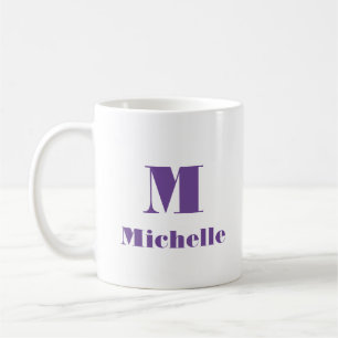 Enkel modern Retro Namn lila vid Brev Kaffemugg