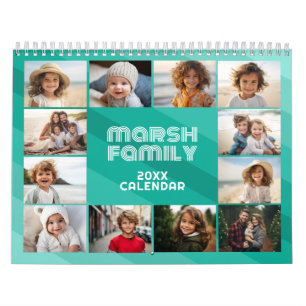 Enkel Modern Retro Rand-Fullt-foto varje månad Kalender