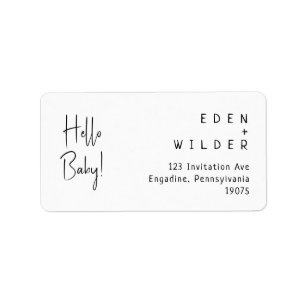 Enkel modern Returadress för Hej Baby OSA Adressetikett