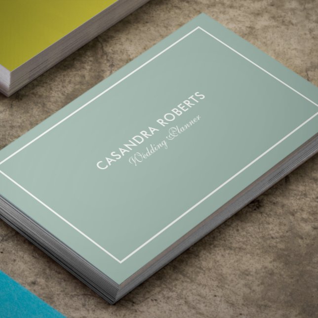 Enkel Modern Reversible Sage-Grönt & White Gräns Visitkort (Skapare uppladdad)