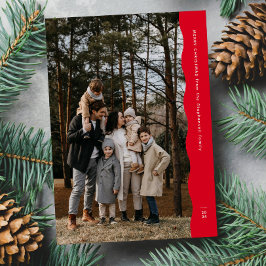 Enkel modern röd jul med vågig kant i två bilder julkort