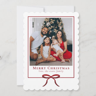 Enkel modern röd slinga familjefoto julkort