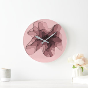 Enkel Modern Rosa Abstrakt Stor Klocka