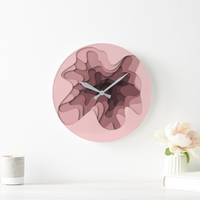 Enkel Modern Rosa Abstrakt Stor Klocka (Hem)