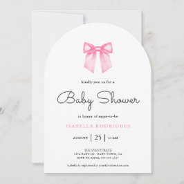 Enkel Modern Rosa Båge Baby Shower Inbjudan