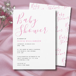 Enkel Modern Rosa Bebis Shower Inbjudningar